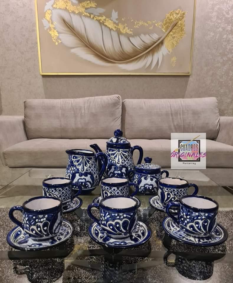 Talavera Juego café/té 6 personas – Cuadros Originales Monterrey