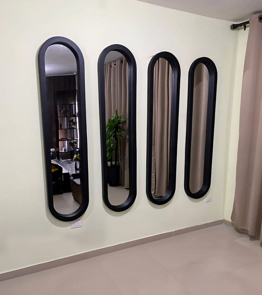 Set de 4 espejos ovalados Negros