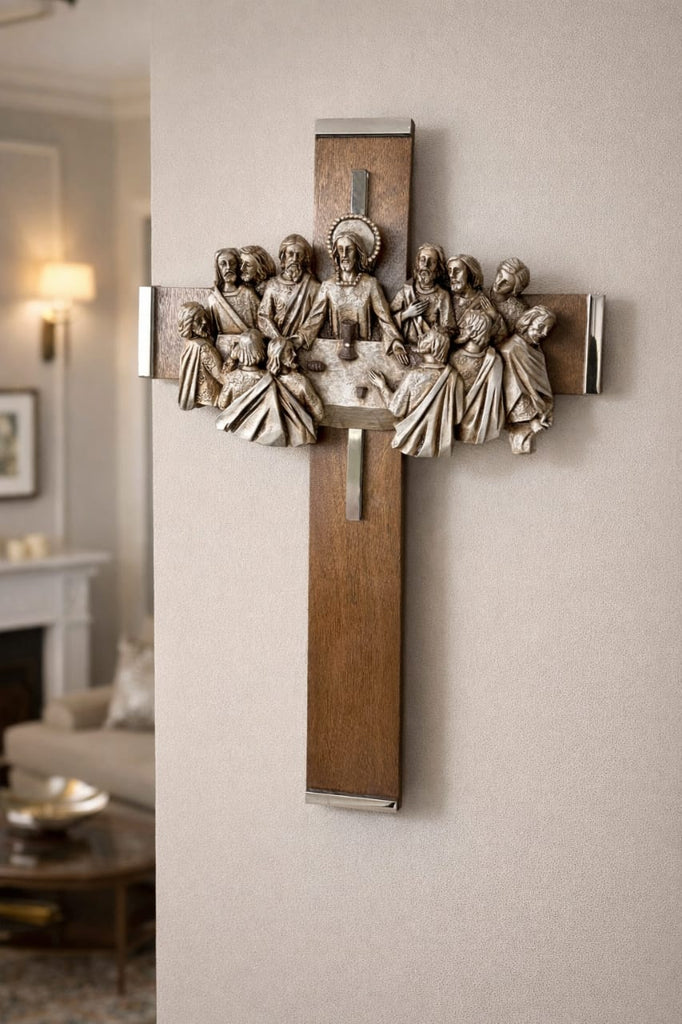 Cruz/escultura Santa Cena acabado nogal