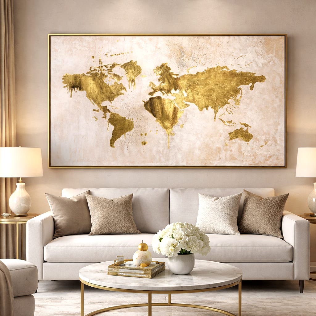 Mapa mundial dorado