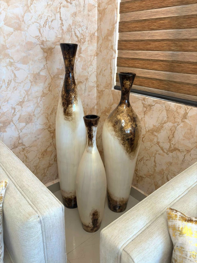 Set 3 piezas Jarrones Beige café