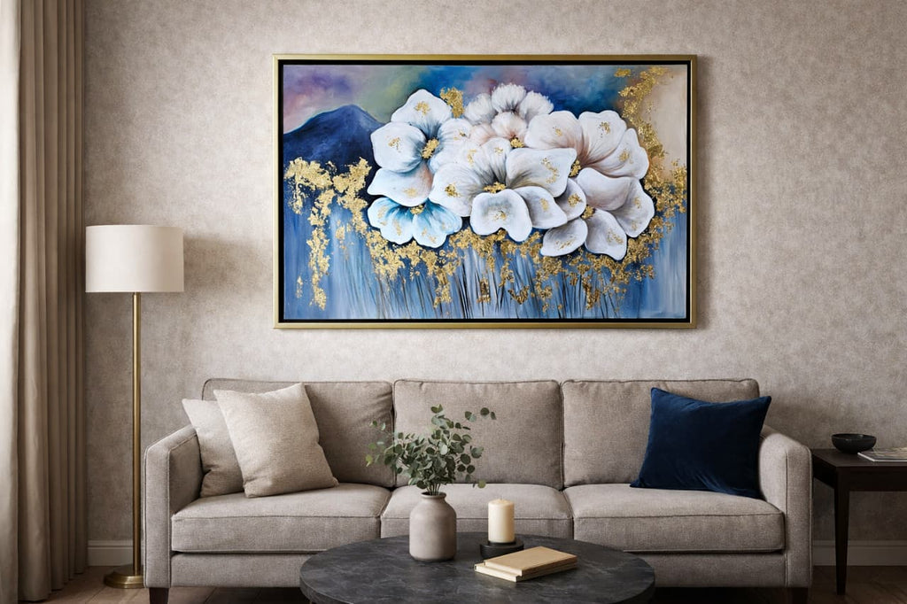 Blue metallic flowers