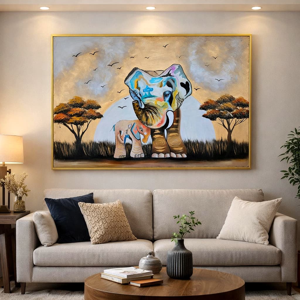 Mom and baby elephant