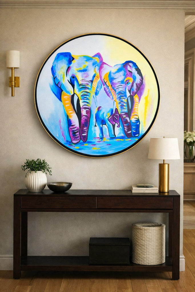 Neon elephant family