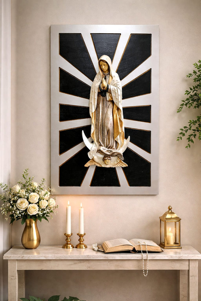 Virgen de Guadalupe cuadro/escultura negro
